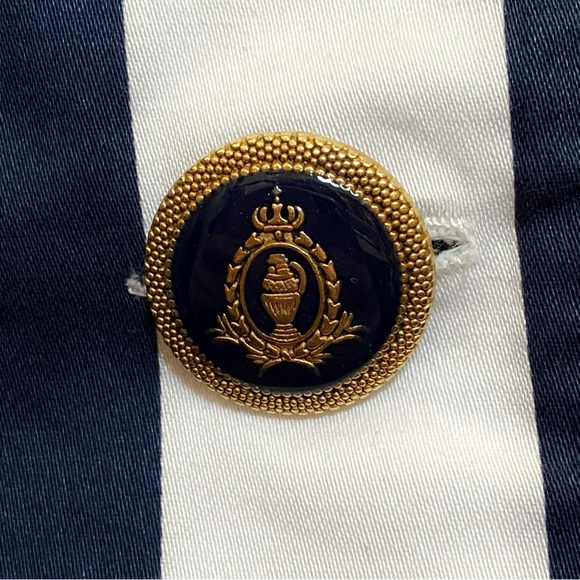 Vintage ALESSANDRINI blue white stripe nautical button ballon sleeve jacket top - Picture 8 of 13